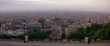 Movie still from “Irma la Douce” (1963), directed by Billy Wilder – A view of a large city from a hill; Extreme Wide shot, High angle