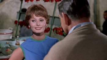 Movie still from “It Started in Naples” (1960), directed by Melville Shavelson – A man and a woman are talking to each other; Close Up shot, Over the shoulder angle