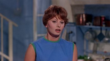 Movie still from “It Started in Naples” (1960), directed by Melville Shavelson – A person with short hair; Close Up shot, Low angle