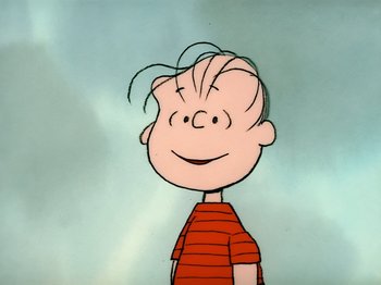 Movie still from “It's the Easter Beagle, Charlie Brown!” (1974), directed by Phil Roman – A drawing of a young charlie brown character; Close Up shot, High angle