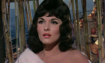 Movie still from “Jason and the Argonauts” (1963), directed by Don Chaffey – A person wearing a dress; Close Up shot, Low angle