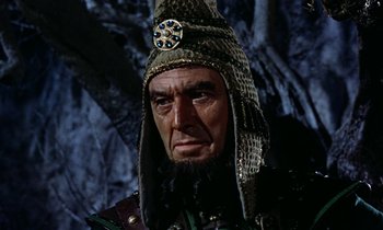 Movie still from “Jason and the Argonauts” (1963), directed by Don Chaffey – An old man wearing a hat and a beard; Close Up shot, Low angle