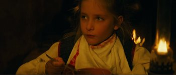 Movie still from “Jean de Florette” (1986), directed by Claude Berri – A little girl is eating a bowl of soup; Close Up shot, High angle