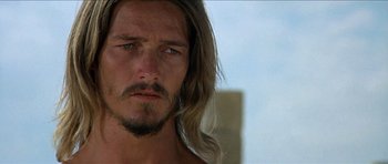 Movie still from “Jesus Christ Superstar” (1973), directed by Norman Jewison – A person with long hair; Close Up shot, Low angle