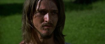 Movie still from “Jesus Christ Superstar” (1973), directed by Norman Jewison – A person with long hair; Close Up shot, Low angle