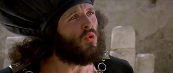 Movie still from “Jesus Christ Superstar” (1973), directed by Norman Jewison – A person with a beard; Close Up shot, Low angle