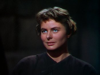 Movie still from “Joan of Arc” (1948), directed by Victor Fleming – A person with short hair; Close Up shot, Over the shoulder angle