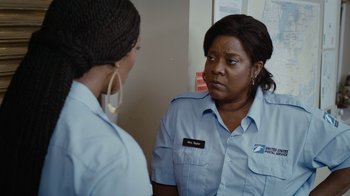 Movie still from “Jumping the Broom” (2011), directed by Salim Akil – Two women in uniforms talking to each other; Close Up shot, Over the shoulder angle