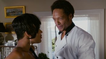 Movie still from “Jumping the Broom” (2011), directed by Salim Akil – A man and a woman standing next to each other in front of a window; Close Up shot, Over the shoulder angle