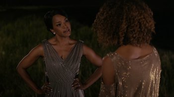 Movie still from “Jumping the Broom” (2011), directed by Salim Akil – Two women are standing next to each other; Medium shot, Over the shoulder angle