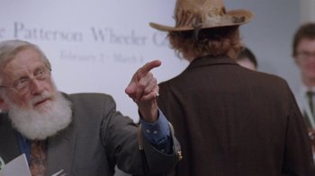 Movie still from “Junebug” (2005), directed by Phil Morrison – A man wearing a cowboy hat; Close Up shot, Over the shoulder angle