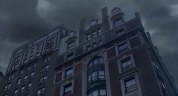 Movie still from “Just My Luck” (2006), directed by Donald Petrie – A building that has a lot of windows in it; Extreme Wide shot, Low angle