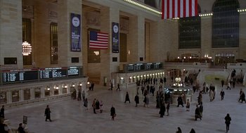 Movie still from “Just My Luck” (2006), directed by Donald Petrie – A large group of people walking in a building; Extreme Wide shot, High angle
