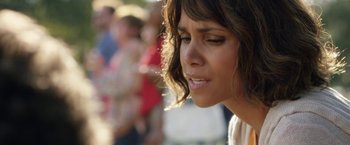Movie still from “Kidnap” (2017), directed by Luis Prieto – Halle berry's face as she looks to her left; Close Up shot, Over the shoulder angle