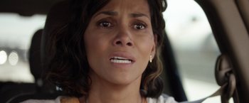 Movie still from “Kidnap” (2017), directed by Luis Prieto – A woman's face with brown eyes; Close Up shot, High angle