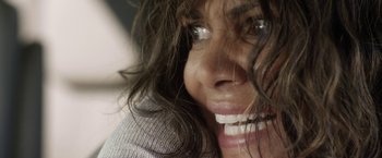 Movie still from “Kidnap” (2017), directed by Luis Prieto – A woman's face with long brown hair; Extreme Close Up shot, High angle