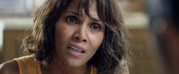 Movie still from “Kidnap” (2017), directed by Luis Prieto – A woman's face as she stares into the camera; Close Up shot, High angle