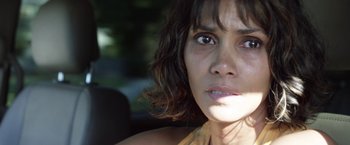Movie still from “Kidnap” (2017), directed by Luis Prieto – A woman's face in a car; Close Up shot, High angle