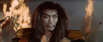 Movie still from “Kwaidan” (1964), directed by Masaki Kobayashi – A person with long black hair; Close Up shot, Low angle