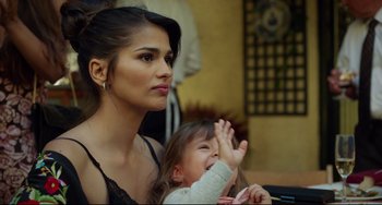 Movie still from “Everybody Knows” (2018), directed by Asghar Farhadi – A woman and a little girl sitting next to each other; Close Up shot, Over the shoulder angle