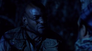 Movie still from “Leatherface: Texas Chainsaw Massacre III” (1990), directed by Jeff Burr – A person wearing a jacket; Close Up shot, Low angle