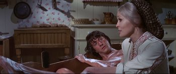Movie still from “Little Big Man” (1970), directed by Arthur Penn – A man and a woman sitting in a bathtub; Medium shot, Low angle