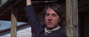 Movie still from “Little Big Man” (1970), directed by Arthur Penn – A person raising his hand; Close Up shot, Low angle