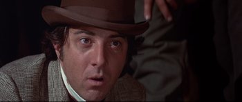 Movie still from “Little Big Man” (1970), directed by Arthur Penn – A person wearing a hat; Close Up shot, Low angle