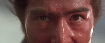 Movie still from “Lone Wolf and Cub: Baby Cart to Hades” (1972), directed by Kenji Misumi – A person's eyes with water droplets on them; Extreme Close Up shot, Low angle