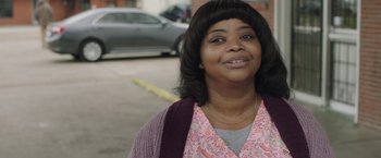 Movie still from “Ma” (2019), directed by Tate Taylor – A person standing on the street; Close Up shot, Over the shoulder angle