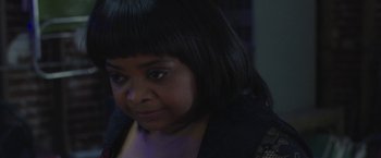 Movie still from “Ma” (2019), directed by Tate Taylor – A person wearing a black jacket; Close Up shot, High angle