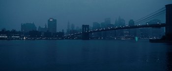 Movie still from “Made of Honor” (2008), directed by Paul Weiland – A view of a bridge in the middle of the night; Extreme Wide shot, High angle
