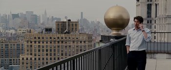 Movie still from “Made of Honor” (2008), directed by Paul Weiland – A view of a city from the top of a building; Wide shot, Low angle