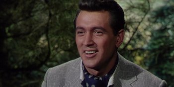Movie still from “Magnificent Obsession” (1954), directed by Douglas Sirk – A person wearing a suit and tie; Close Up shot, Low angle