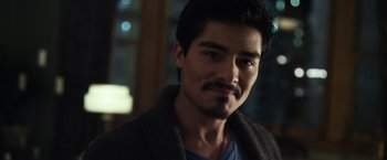 Movie still from “Maniac” (2012), directed by Franck Khalfoun – A person with a beard; Close Up shot, Over the shoulder angle