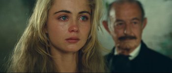 Movie still from “Manon of the Spring” (1986), directed by Claude Berri – A person with blue eyes; Close Up shot, Over the shoulder angle