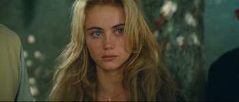 Movie still from “Manon of the Spring” (1986), directed by Claude Berri – A person with blue eyes; Close Up shot, High angle