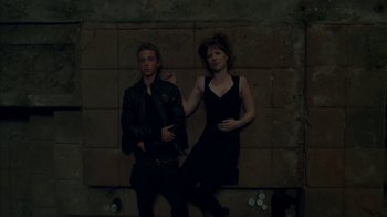 Movie still from “Maps to the Stars” (2014), directed by David Cronenberg – A man and a woman posing for a picture; Medium shot, Overhead angle