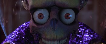 Movie still from “Mars Attacks!” (1996), directed by Tim Burton – The eyes of a skull; Extreme Close Up shot, Low angle