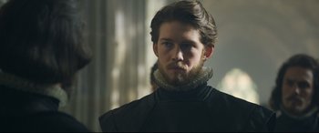 Movie still from “Mary Queen of Scots” (2018), directed by Josie Rourke – A person with a beard; Close Up shot, Over the shoulder angle