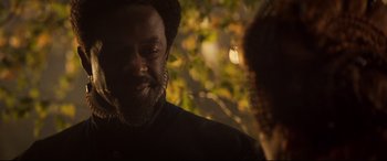 Movie still from “Mary Queen of Scots” (2018), directed by Josie Rourke – A man and a woman talking in front of a tree; Close Up shot, Over the shoulder angle