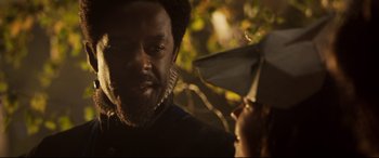 Movie still from “Mary Queen of Scots” (2018), directed by Josie Rourke – A man and a woman talking in a forest; Close Up shot, Over the shoulder angle