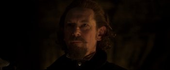 Movie still from “Mary Queen of Scots” (2018), directed by Josie Rourke – A person with a beard; Close Up shot, Low angle