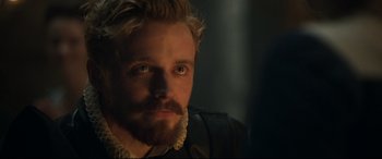 Movie still from “Mary Queen of Scots” (2018), directed by Josie Rourke – A person with a beard; Close Up shot, Over the shoulder angle