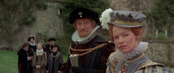 Movie still from “Mary, Queen of Scots” (1971), directed by Charles Jarrott – A man and a woman dressed in renaissance clothing; Close Up shot, Over the shoulder angle