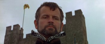 Movie still from “Mary, Queen of Scots” (1971), directed by Charles Jarrott – A person with a beard; Close Up shot, Low angle