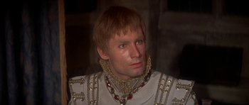 Movie still from “Mary, Queen of Scots” (1971), directed by Charles Jarrott – A person wearing a costume; Close Up shot, High angle