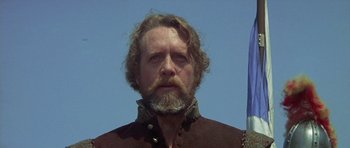 Movie still from “Mary, Queen of Scots” (1971), directed by Charles Jarrott – A person with a beard; Close Up shot, Low angle