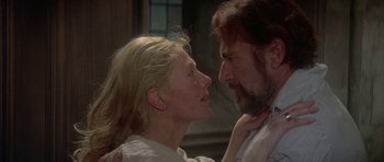 Movie still from “Mary, Queen of Scots” (1971), directed by Charles Jarrott – A man and a woman face to face in front of each other; Close Up shot, Over the shoulder angle