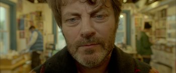 Movie still from “Me and Earl and the Dying Girl” (2015), directed by Alfonso Gomez-Rejon – A person with a beard; Close Up shot, Low angle